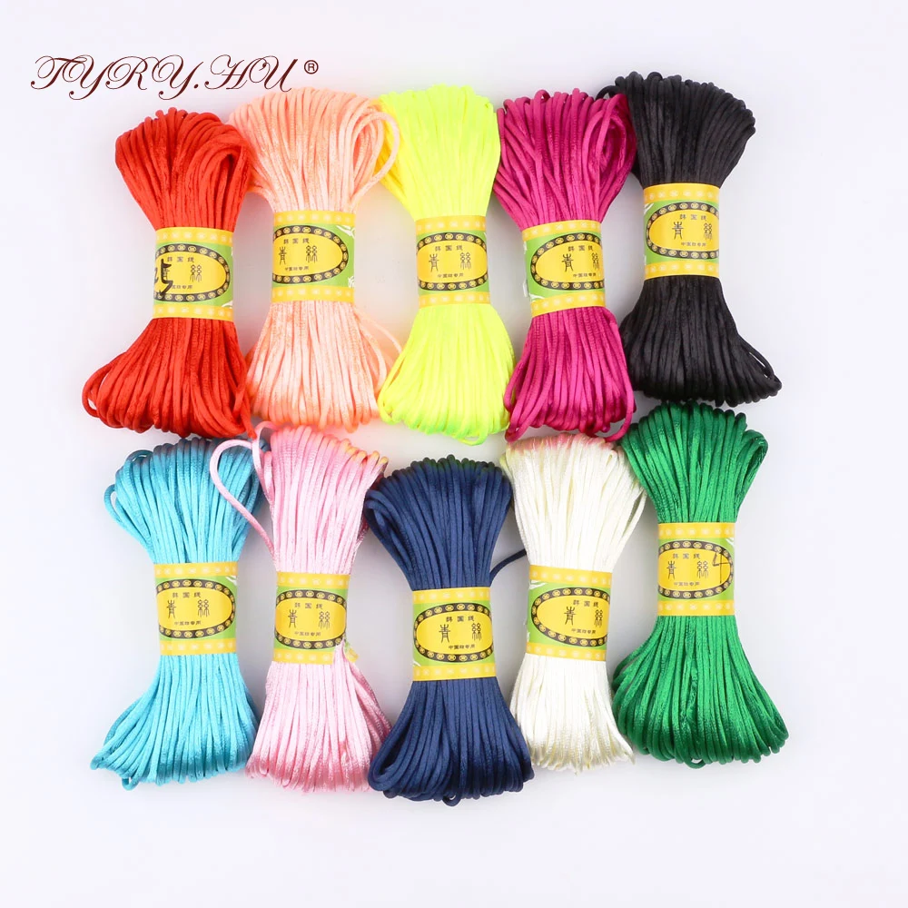 TYRY.HU Baby 20 Meters Satin Silk Rope Nylon Cord for Baby Mom Jewelry Making Teething Necklace Rattail Cord 2.5mm