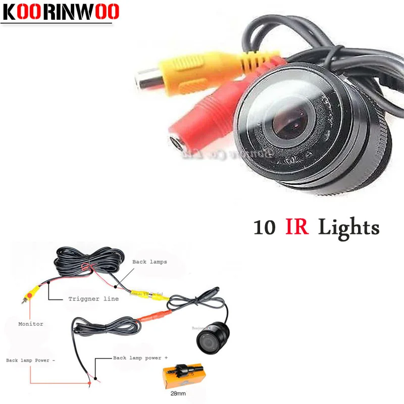 Koorinwoo kamera cofania przednia kamera 10 Ir Ights noktowizor HD CCD tylna kamera samochodowa wideo pojazdu system powrót