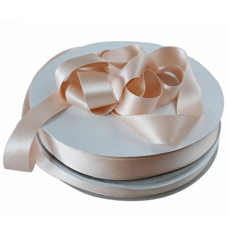 215 Peach Parfait 100% Real Pure Double Faced Satin Silk Ribbons for Embroidery Handcraft Gift Packing  4/7/13/25mm Width