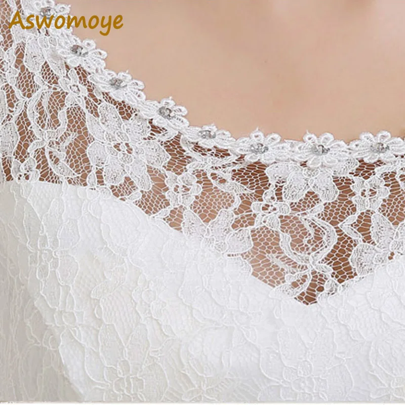 2020 neue Mode A-linie Hochzeit Kleider Oansatz Kurzarm Perlen Schärpen Weiß Ballkleid Lace Up Braut Kleid Vestidos De novia