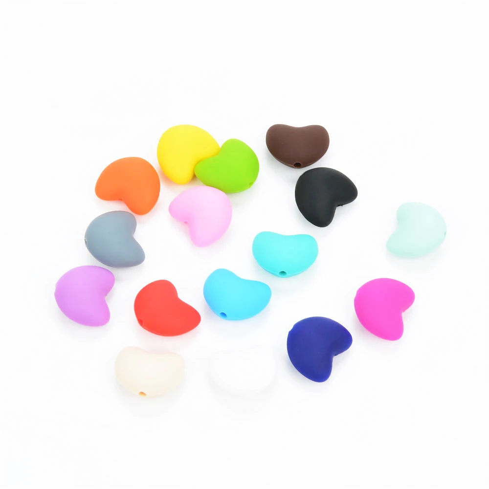 LOFCA 50 pcs/lot Hot Heart Shape loose Silicone Beads For Necklace Silicone  Beads For BPA  free DIY Bead Jewelry Accessories