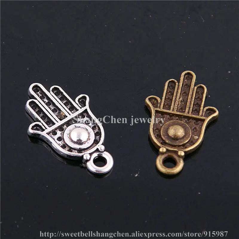 Sweet Bell 80pcs Charm Pendants Hamsa Palm Protection With Evil Eye Three color 12*20mm Jewelry Charms