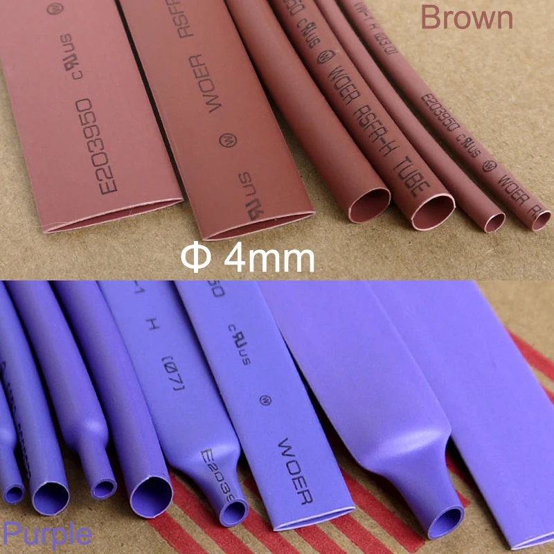 12M 2:1 Ratio 4mm Diameter Purple Brown DIY Headphone Stereo Wire Cable Sleeve Insulating Heat Shrink Tubing Shrinkable Tube