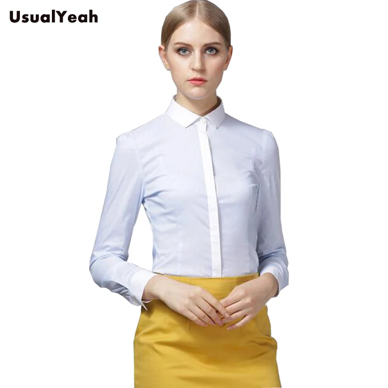 New  Women Body Shirt Blouse Slim Fit Striped Turn-down Collar Formal Long Sleeve Office Blouses For Work Wear SY0285 S-XXL