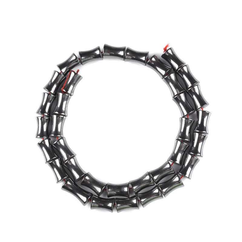 Natural Stone 12*8/16*8mm Bright Hematite Beads Bamboo Shape Loose Beads for DIY Necklace Bracelet Jewelry Making Accessories