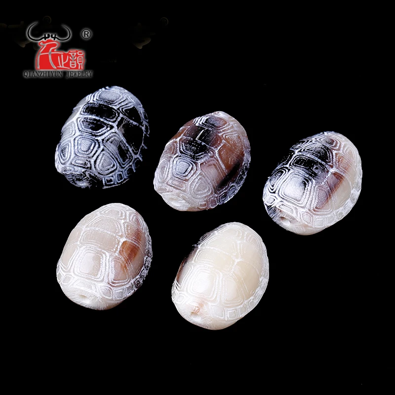 Natural yak horn carving turtle shell DIY hand string beads back cloud accessories.