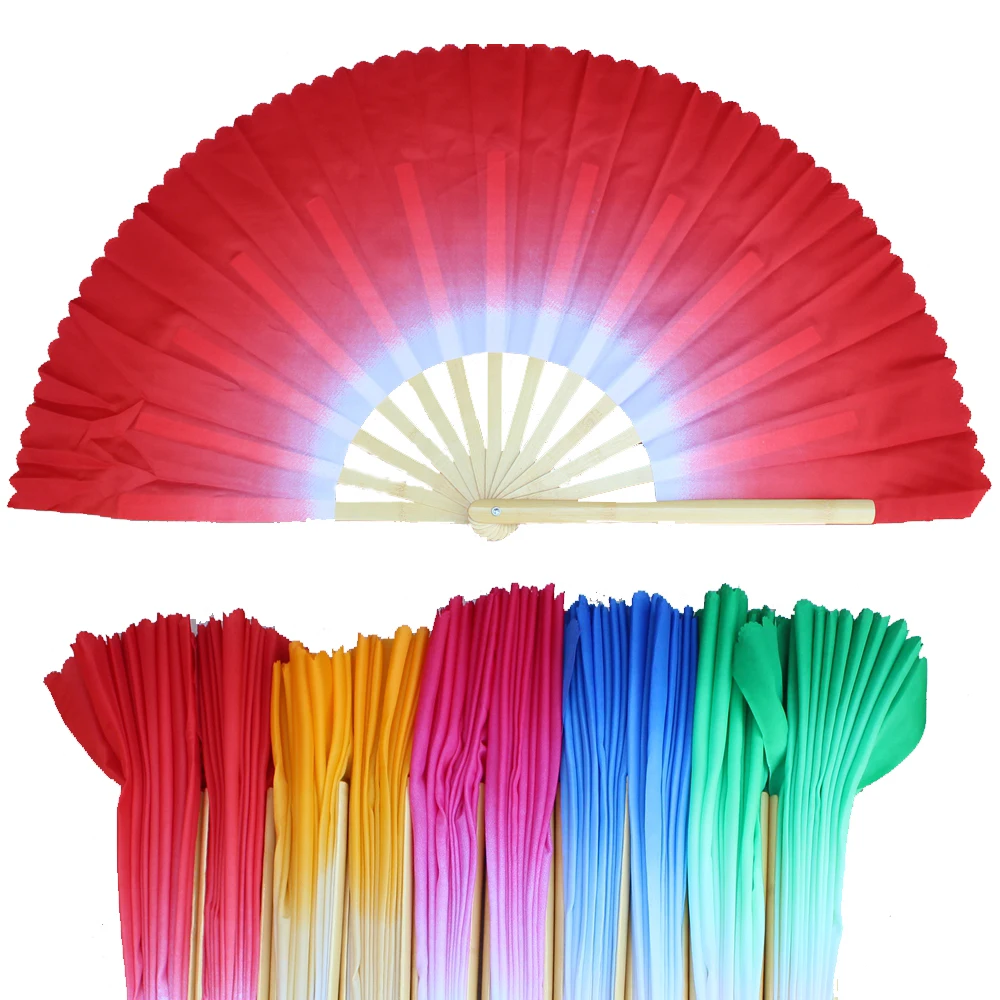 1 pair Transition color folding bamboo Tai Chi Double Hand Fan,Tai Chi Martial Arts Kung Fu Fan Dance mulan training wooden fans