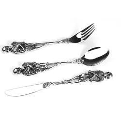 316L Stainless Steel Tableware Fork/Spoon/Knife Skull PeSilverware Cutlery Design Modern Look