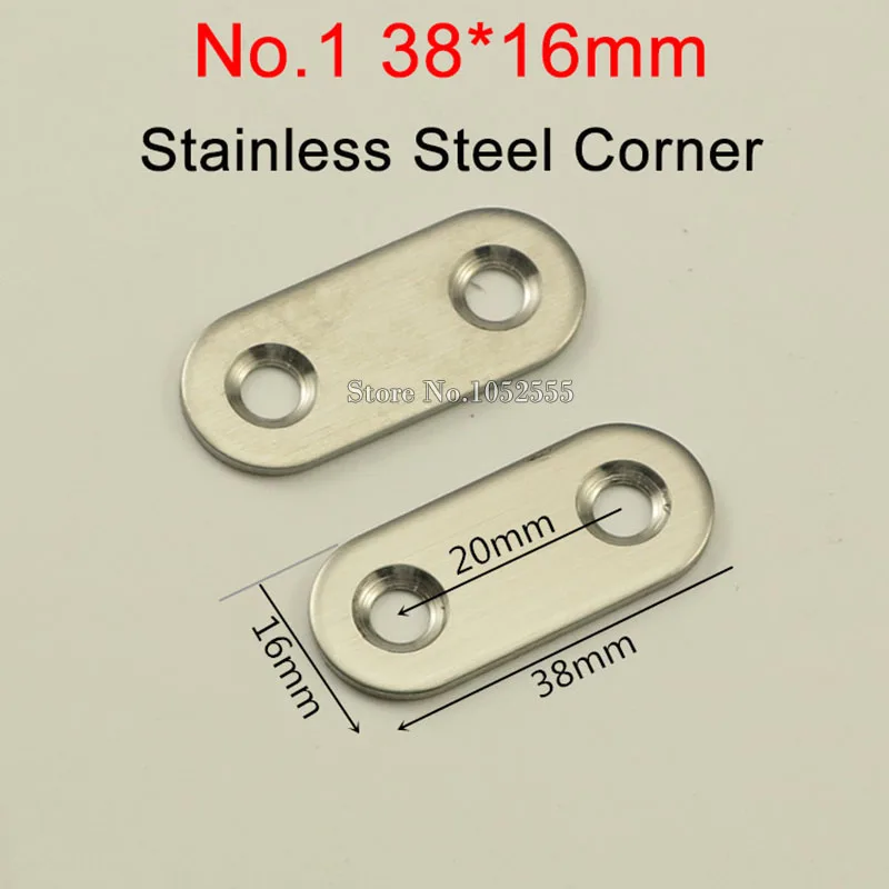 100PCS 38*16mm stainless steel Flat Brackets Straight Line Metal Plates Repair Fixing Joining furniture Connecting fittings K250