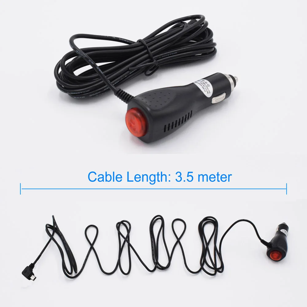 New mini USB Car Charger Adapter for Car DVR Camera / GPS / Pad, input DC 12V - 24V Output 5V 2A, Cable Length 3.5m 11.48ft