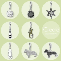 Black White Crystal Star Champagne Gecko Flip-flop Dachshund Charm Pendant,2019 Summer Fashion Jewelry 925 Sterling Silver Gift