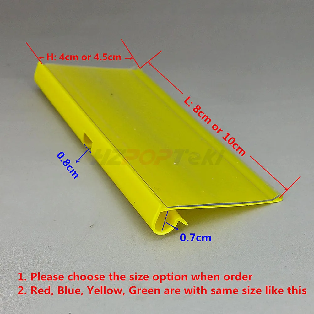 Tag Label harga PVC plastik Display Label pegangan gantung warna-warni rak penyimpanan Supermarket kait 50 buah