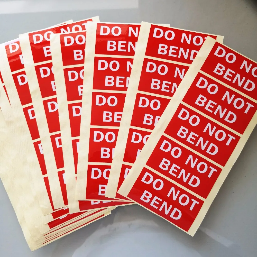 100pcs 76x38mm DO NOT BEND Shipping Safety Warning Sticker Package Transfer Damage Reminder Paper Label With Gloss Lamination