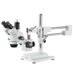 AmScope SM-4TP 7X-45X Simul-Focal Stereo Zoom Microscope on Dual Arm Boom Stand  SM-4TP