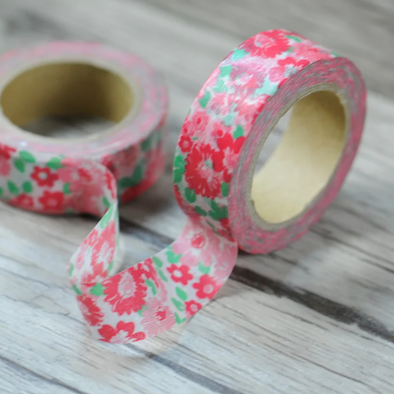 

Free shipping washi tape/15mm*10m washi tape/red green flower masking paper tape