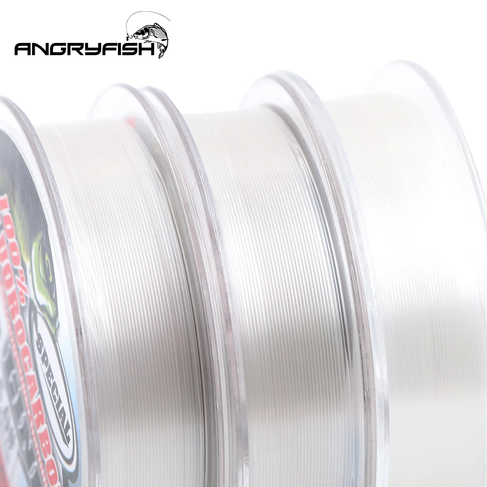 ANGRYFISH 100% Fluorocarbon Fishing Line 50m transparent Super strong Fish Line