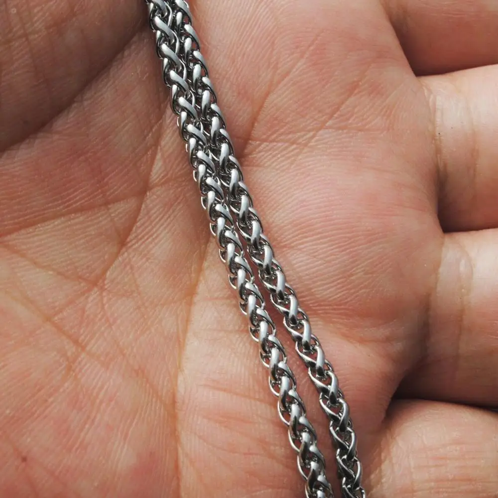 Wholesale Jewelry --  50/60/70/80/90 cm Stainless steel White Long Weave Chain Necklaces for Men Fashion Jewlery No Fade