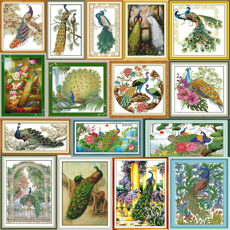 Joy Sunday Peacock series DMC Counted Cross Stitch DIY Handwork 14CT 11CT For Embroidery Home Decor NKF Cross-stitching