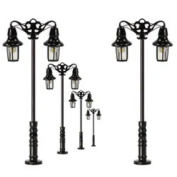 Evemodel 5pcs N Scale Lamp Post Double Heads 47mm 1:160 Street Lights Model Railway Train LEDs LQS76N