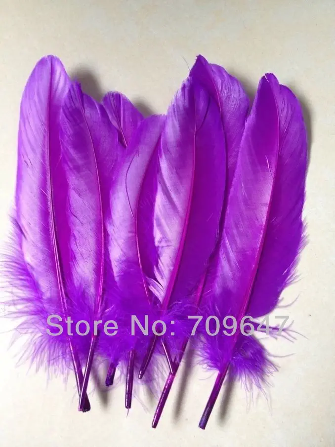 

200Pcs/Lot 6-8inch/15-20CM Beautiful Bright Purple goose Satinet feathers for wedding flowers,fascinators,hats&flapper headdress