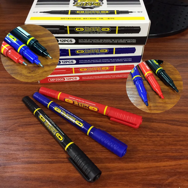 1 Stück Doppelköpfiger professioneller Schreibstift für Kunstzeichnungen Fadenzeichnungsstift Art Markers