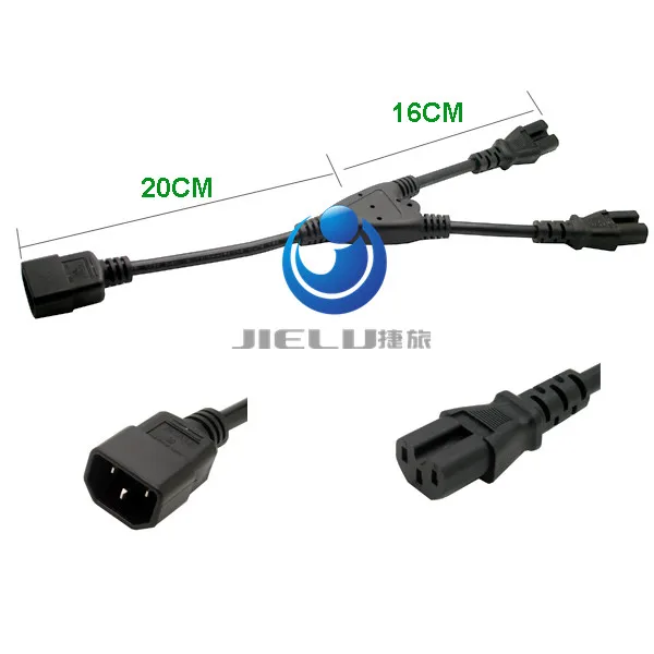 50PCS C14-2*C15,IEC320 C14 Male Plug To 2*IEC320 C15 Female Power Extension Cable Cord 10A 250V 0.3m 1ft