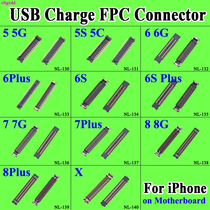 cltgxdd USB Charger Dock Port FPC Connector Plug on Main Board Motherboard Repair For iPhone 5 5S 5C 6 6S 6SP 7G 7PLUS 8 Plus X