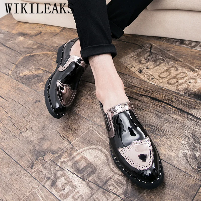2026 Designer Men Formal Shoes Men\'s Business Dress Brogue Shoes For Wedding Party Patent Leather Oxford Shoes For Men Loafers