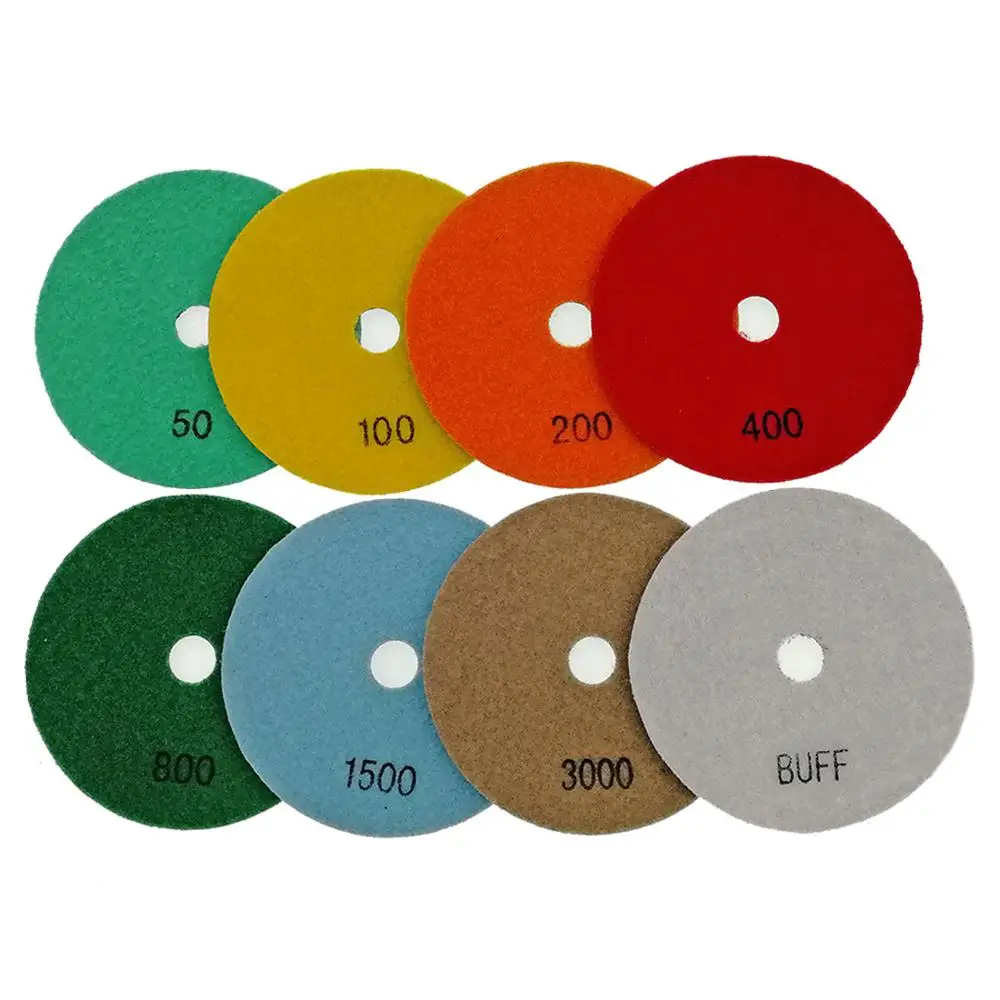 SHDIATOOL 8pcs/Set Diamond Flexible Dry Polishing Pads 125mm 5\