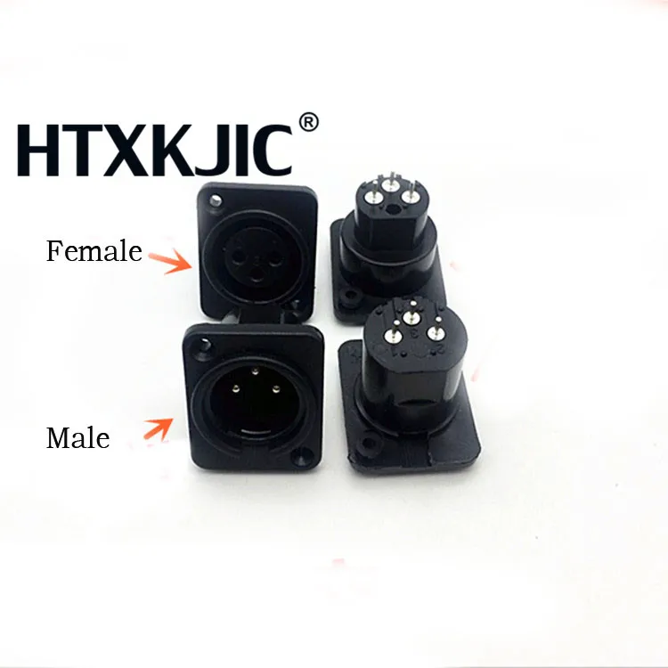 

XLR Plug Socket 3Pin XLR Male Plug&Female Socket Panel Mount Chassis 3Pins Square Shape XLR Connector Adapter 100pcs/lot