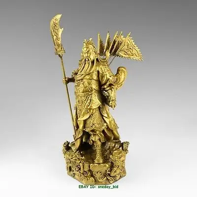 Extra Large Chinese brass brass Nine Dragon Warrior Guan Gong/ Yu Statue Figure10