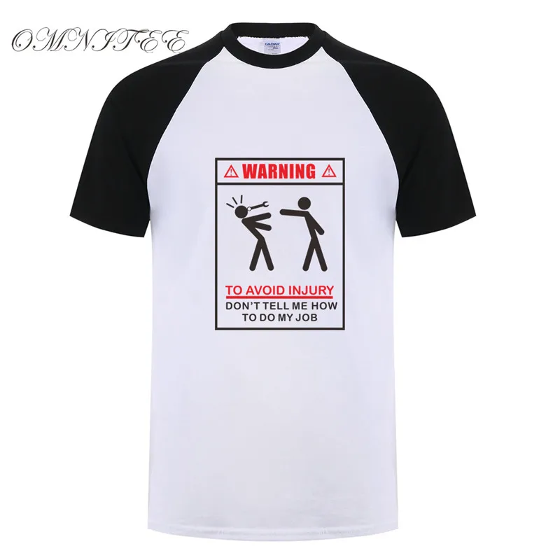 Summer Men Warning To Avoid Injury T Shirts Mens Cotton Short Sleeve T-shirt Mechanic Engineer Man Tshirt Top Tees OZ-167