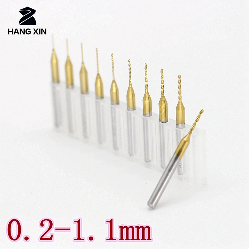 0.2-1.1mm Titanyum Kaplı Karbür PCB Matkap 10 ADET Metal Matkap Dremel Matkap CNC freze ağaç işleme makinesi Aracı Aksesuar