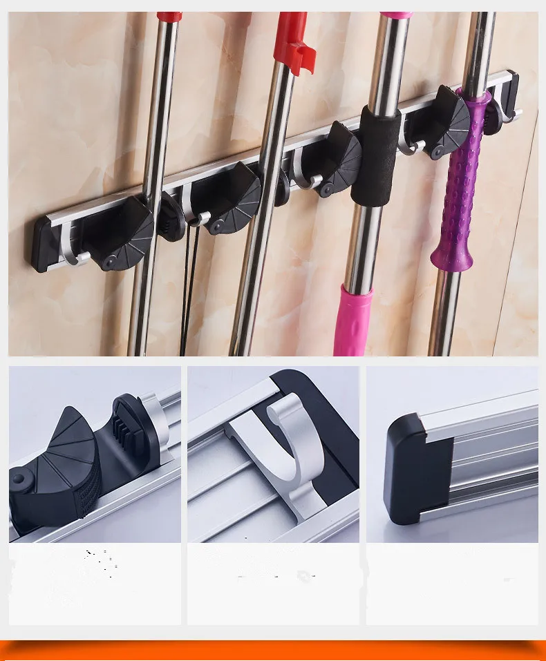 

1PC Wall Mounted Storage Mop Holder Brush Broom Hanger Storage Rack Organizer Mounted Accessory Hanging Cleaning Tools NG 001