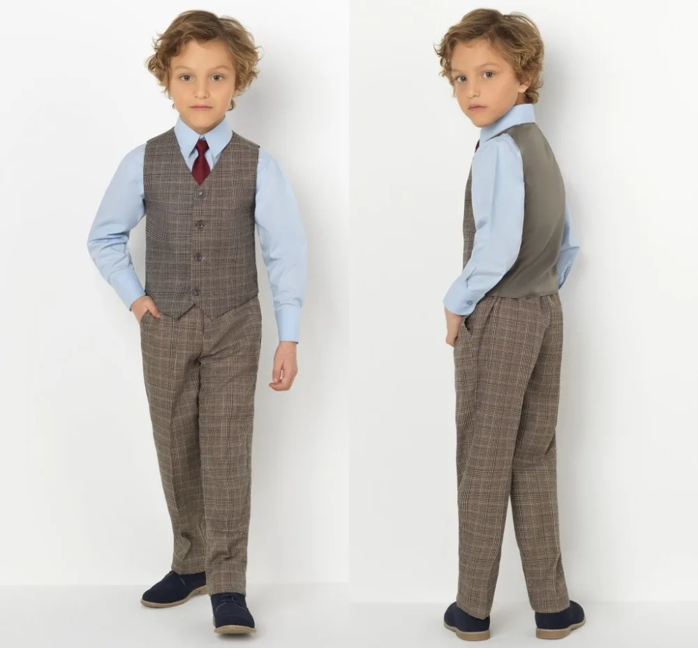 

2019 New Arrival Boys' Attire Peaked Lapel Kids Suits Custom Made Clothing Set 2 Pieces Prom Suits (Pants+Tie+Vest) 020