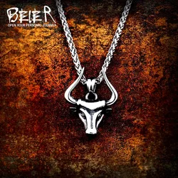 Beier 316L stainless steel Odin bull head Amulet nose Viking necklace pendant Men gift  Fashion Pagan animal Jewelry LP412