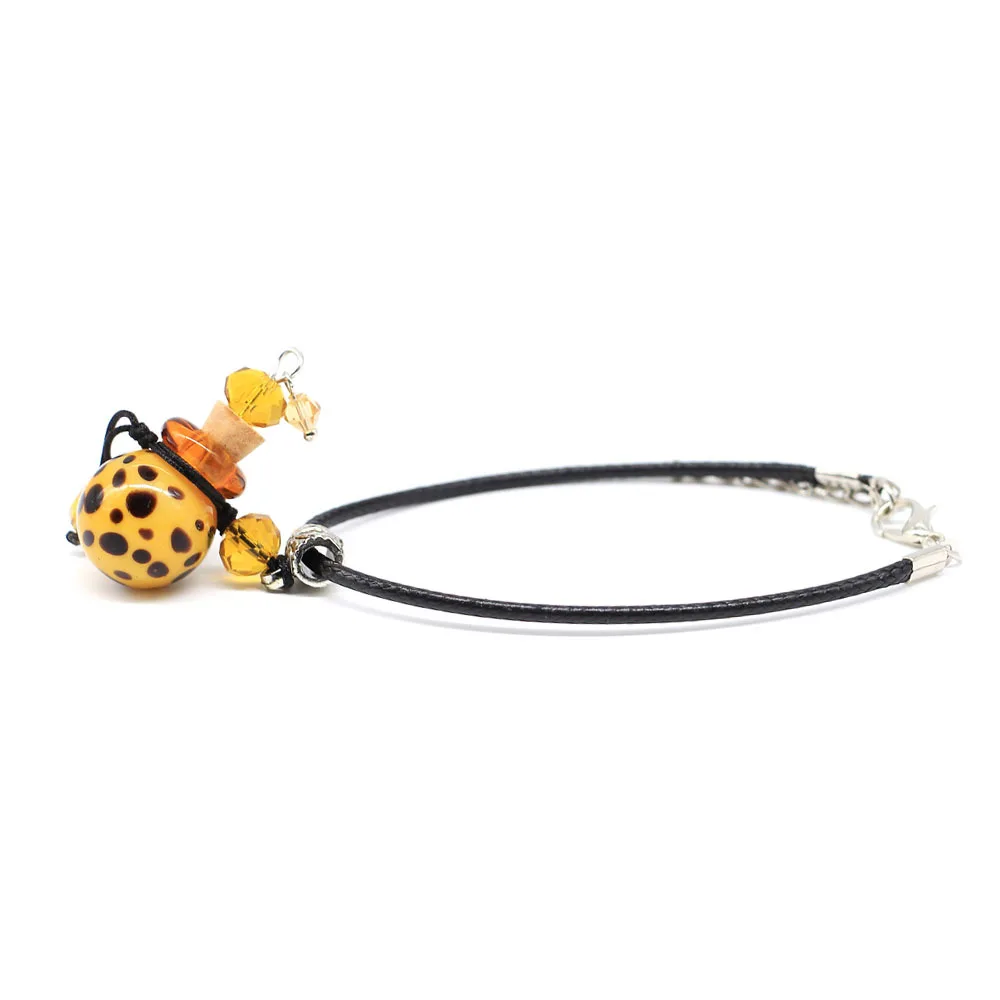 Fashion Aromatherapy Romantic Leopard Essential Oils Bottle Women Perfume Glass Bracelets Bangles Leather Bracelet