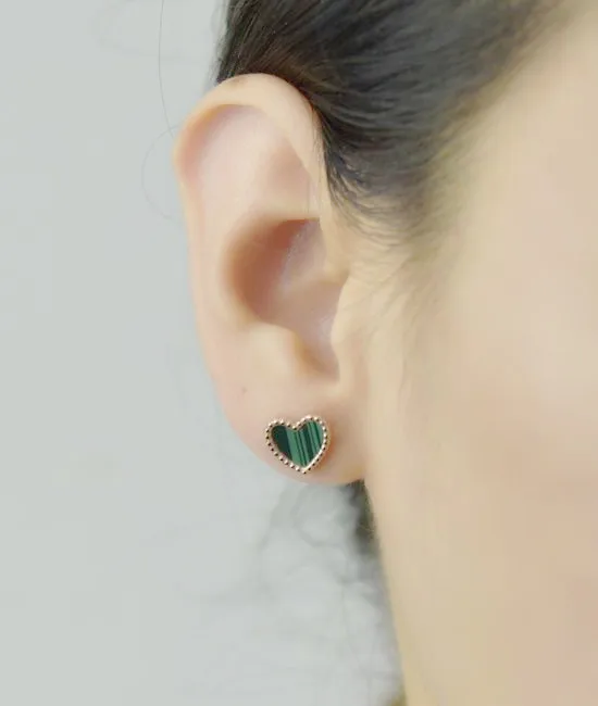 YUN RUO Lovely Heart Stud Earring For Woman Rose Gold Color Pure Stainless Steel Jewelry Girl Gift Party Not Fade Free Shipping