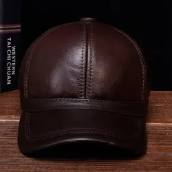 HL097 Men's Genuine Leather Men Cap Hat Fashion Men's Real Leather Baseball Hats