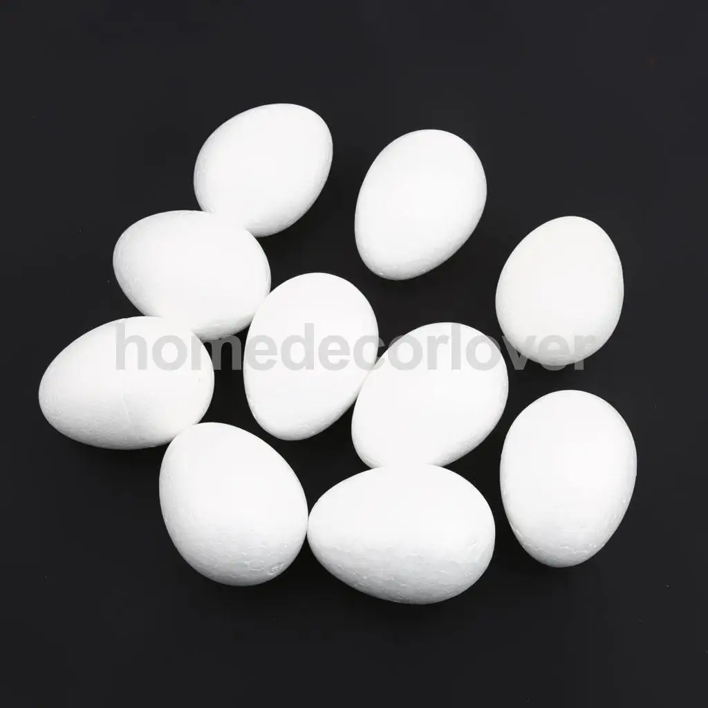 10Pcs White Modelling Craft Polystyrene Foam Eggs Party Ornaments Kids Crat Supplies 8cm