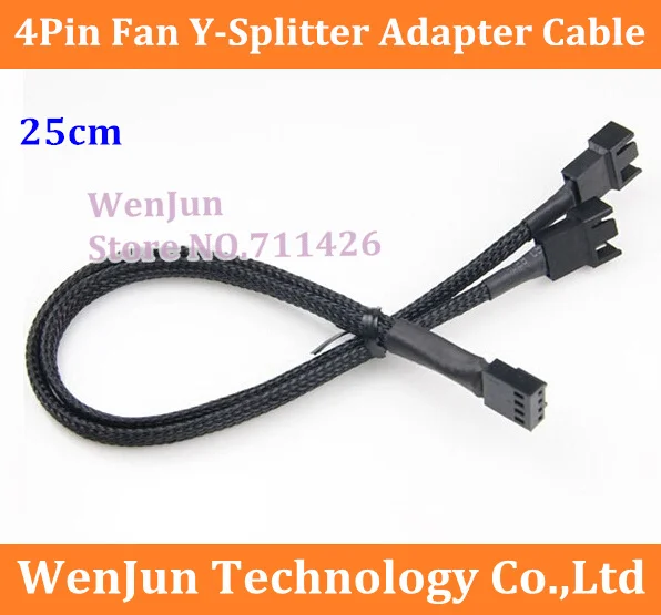 

25cm High Quality 4Pin PWM To Dual PWM Fan Power Sleeved Computer Case Y-Splitter Adapter Cable Newest