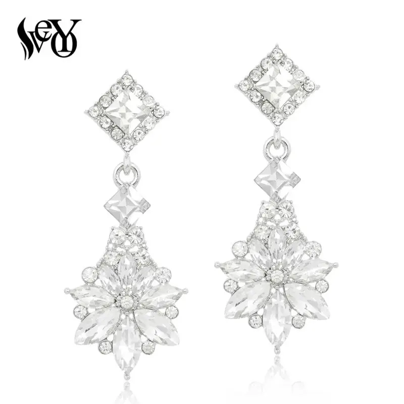 VEYO Crystal Earrings For Woman Drop Earrings Flower Trendy High Quality Pendientes Brincos