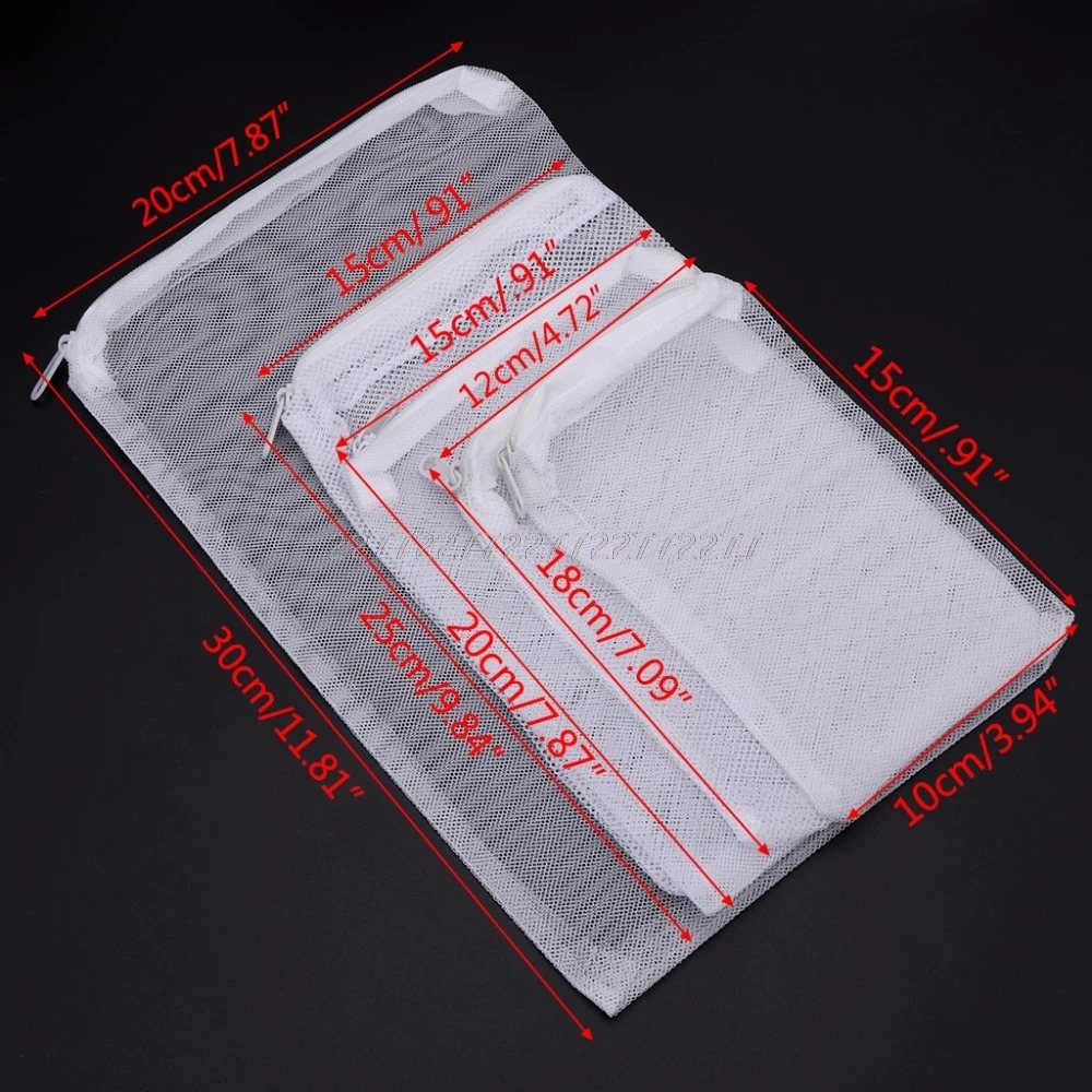 5 Pcs/Set Aquarium Filter Bag Fish Mesh Bag Zipper Net Pond For Bio Ball Active Carbon Isolation Storage 5 Sizes J09 19