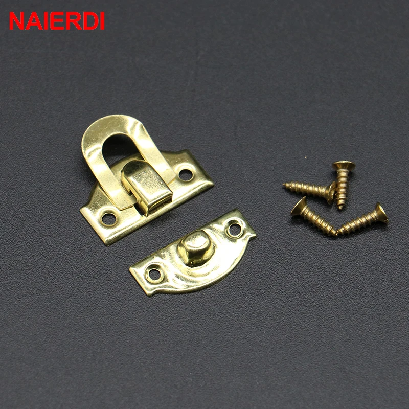 10PCS NAIERDI Antique Lock Wooden Jewelry Box Decorative Padlock 21x20mm Metal Hasps Latch With Screw Vintage Furniture Hardware