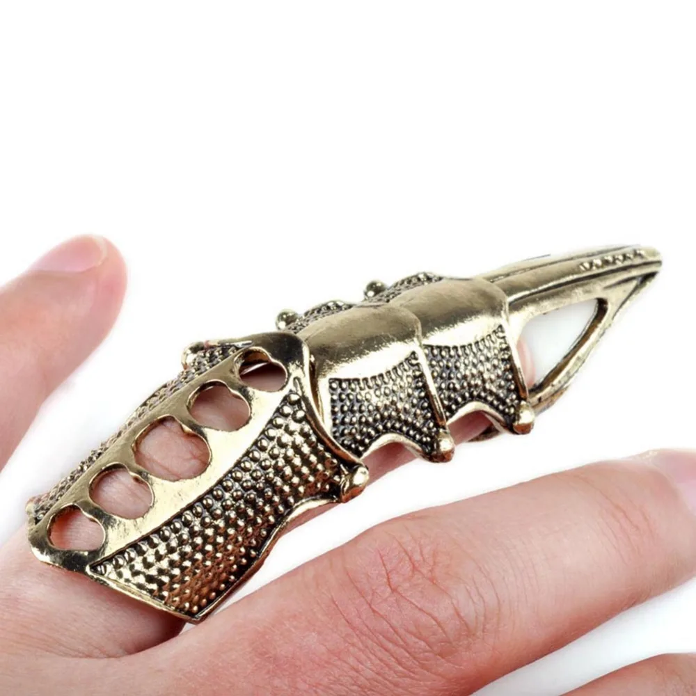 2pcs Punk Gothic Full Finger Armor Talon Claw Rings Robot Metal Armoring Joint Knuckle Ring for Women Men Party Jewelry