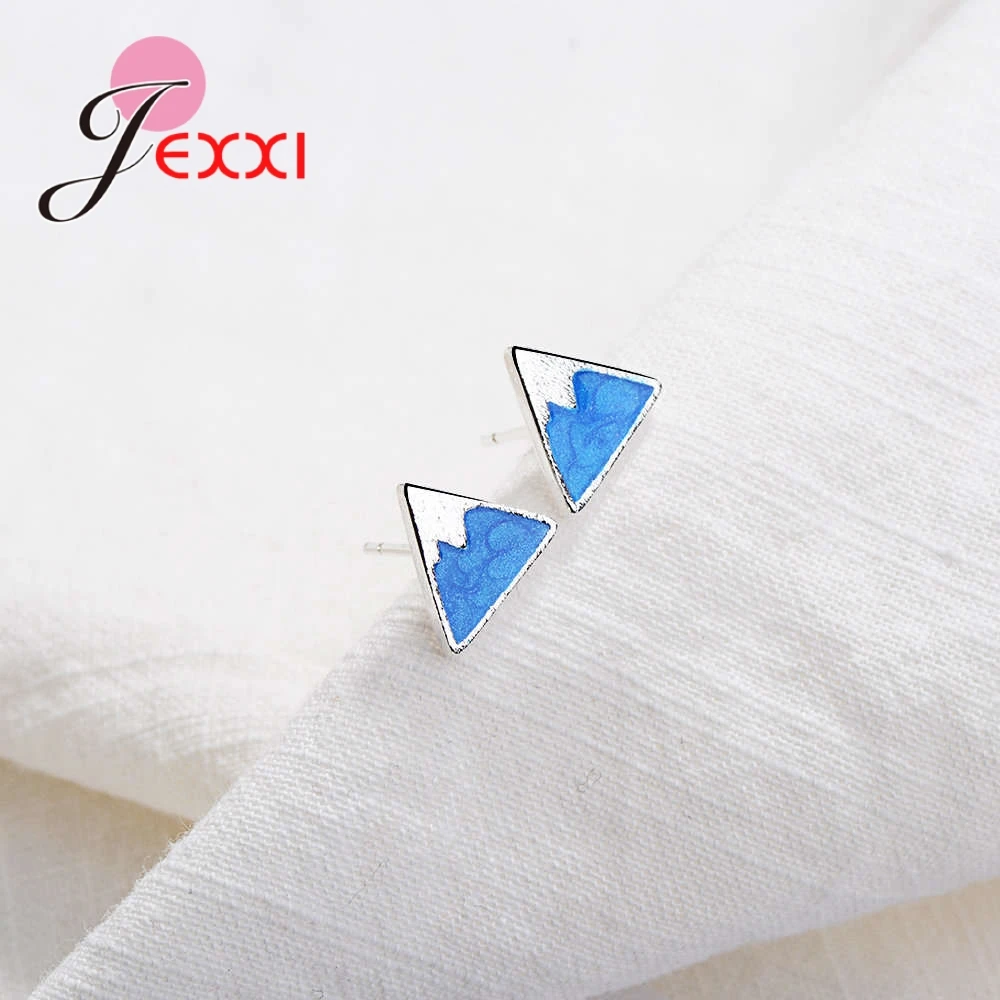 Fresh Stylish Snow Mountain Shape Stud Earring 925 Sterling Silver Needle Jewelry For Women Girl Pretty Birthday Gifts Wholesale