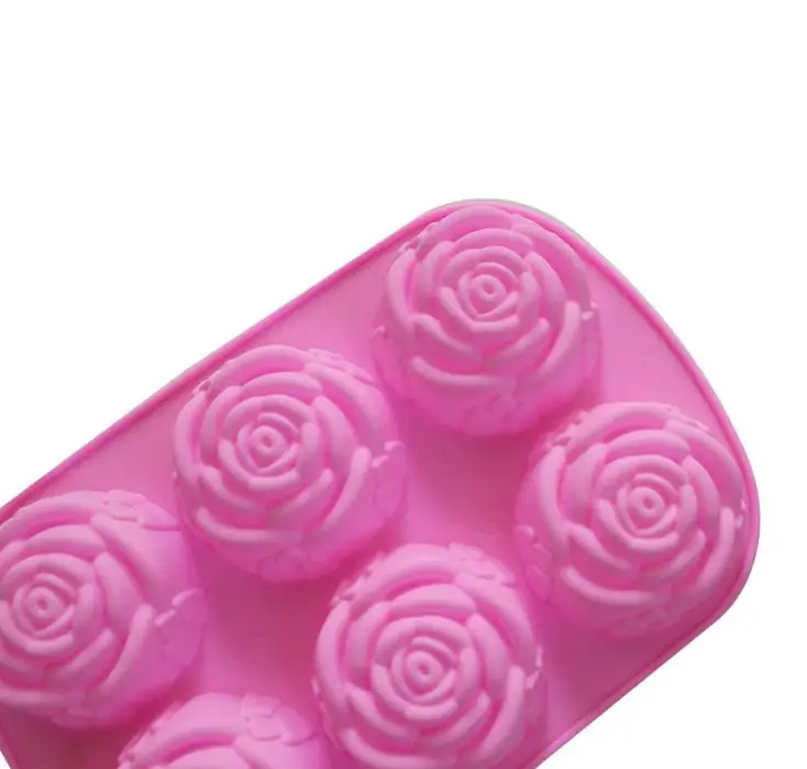 200pcs/lot DIY silicone mold 6 lattices rose cake pudding molds soap molds Free shipping SN583