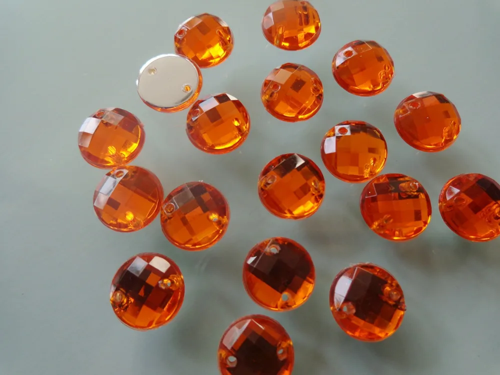 400pcs Round Sew on  Rhinestone deep orange colour  Acryl crystal  10mm  flatback strass Diamond Gemstone