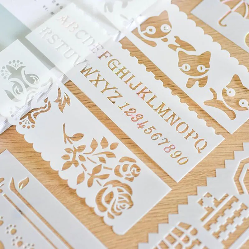 8pc The Weather Stencil Coloring Embossing Painting Template DIY Scrapbook Diary Stamp Album Decorative Stencils Decor Reusable