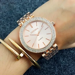 Contena-Montres-bracelets simples de luxe pour femmes, entièrement en acier inoxydable, montre à quartz pour femmes d'affaires, horloge erkek kol saSau